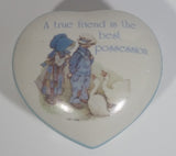 Vintage Holly Hobbie Designer's Collection "Blue Girl" Fine Porcelain Heart Shaped Trinket Box Made in Japan