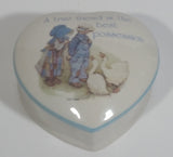 Vintage Holly Hobbie Designer's Collection "Blue Girl" Fine Porcelain Heart Shaped Trinket Box Made in Japan