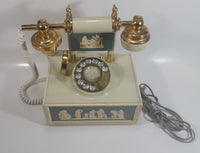 Vintage DecoTel French Victorian Style Blue and White Cameo Grecian Scenes Brass Rotary Telephone
