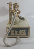 Vintage DecoTel French Victorian Style Blue and White Cameo Grecian Scenes Brass Rotary Telephone