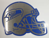 Seattle Seahawks NFL Football Team 16" x 18" Heavy Steel Metal Blue Backed Helmet Shaped Wall Hanging