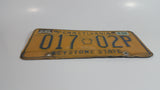 1988 Pennsylvania Keystone State Yellow with Blue Letters Vehicle License Plate 017 02P