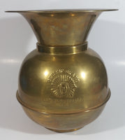 Antique Redskin Brand Chewing Tobacco Cut Plug Large Brass 10 1/4" Tall Spittoon