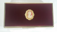 Vintage Play-Mate Everlasting Queen Pink Cameo Red Felt Lined Wind Up Musical Keepsake Trinket Box "Fur Elise"