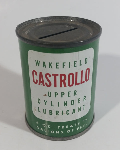 Vintage Wakefield Castrollo Upper Cylinder Lubricant 4 oz Tin Metal Coin Bank