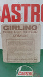 Vintage Castrol Girling Brake & Clutch Fluid Crimson 1 Imperial Gallon Tin Metal Can Never Opened Still Full