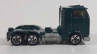 1998 Hot Wheels Race Team II Ramp Truck Semi Tractor Dark Metalflake Green Die Cast Toy Car Rig Vehicle