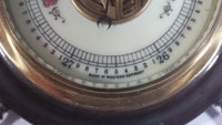 Vintage Ships Wheel Barometer - Wood, Brass, Metal Face - West Germany