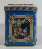 1985 Walt Disney Mickey and Minnie Mouse Snow White Characters Blue Hinged Tin Metal Container