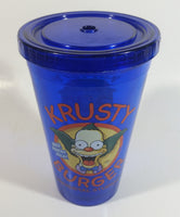 Universal Studios Fox The Simpsons Krusty Burger Restaurant "Over Dozen's Sold" Blue Plastic Cup with Lid