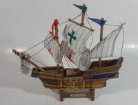Vintage Collectible Santa Maria 1492 Wooden Model Sailing Ship