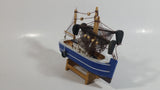 Welcome Aboard 6 1/2" Long Blue and White Wood Fishing Boat Ship