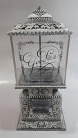 Vintage Very Unique Styled "Goodies" White Metal and Glass 10" Tall Ornate Gumball Candy Dispenser Machine