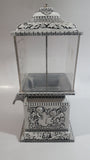 Vintage Very Unique Styled "Goodies" White Metal and Glass 10" Tall Ornate Gumball Candy Dispenser Machine
