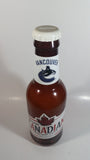 Molson Canadian Beer NHL Ice Hockey Vancouver Canucks 14" Tall Large Brown Plastic Bottle Shaped Coin Bank Sports Collectible