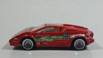 1998 Hot Wheels Flag Flyers 25th Anniversary Lamborghini Countach Red Die Cast Toy Exotic Luxury Car Vehicle