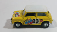 Unknown Brand "Sporty Power Racing #23" Mini Cooper Pullback Yellow Die Cast Motorized Friction Toy Car Vehicle with Opening Doors
