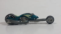 2008 Hot Wheels Team: Custom Bikes Hammer Sled Motorcycle Aqua Green Blue Die Cast Toy Motorbike Vehicle
