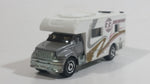 HTF Variation 2008 Matchbox MBX Motor Home RV #33 Racing Support Silver White MB756 Die Cast Toy Car Recreational Vehicle with Opening Rear Gate