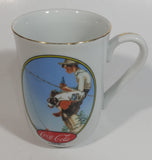 Vintage Norman Rockwell Coca Cola Coke Collection Boy Fishing With Dog Gold Trimmed Porcelain Coffee Cup