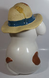 Vintage Treasure Craft Cute Farm Dog Wearing a Straw Farmer's Hat 13" Tall Ceramic Cookie Jar Made in U.S.A.