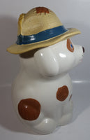 Vintage Treasure Craft Cute Farm Dog Wearing a Straw Farmer's Hat 13" Tall Ceramic Cookie Jar Made in U.S.A.