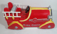 1999 Corning Factory Store MCID Fire Dept No. 9 Hook & Ladder Truck 13" Long Ceramic Cookie Jar with Wooden Removable Ladders