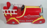 1999 Corning Factory Store MCID Fire Dept No. 9 Hook & Ladder Truck 13" Long Ceramic Cookie Jar with Wooden Removable Ladders