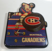 1989 NHL Ice Hockey Team Montreal Canadiens Lacquered Wood Clock 11 1/2" x 11 1/4"