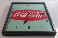 Vintage Drink Coca-Cola Coke Green White Sunbeam Red Fishtail Logo 14" x 16" Wood Framed Clock Beverage Collectible