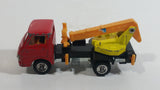 Rare Eidai Grip No. 40 Skymaster Utility Crane Truck Red Yellow, Black, Orange 1/62 Scale Die Cast Toy Car Construction Equipment Machinery Vehicle with Driver Inside
