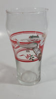 Enjoy Coca-Cola Santa Claus Holding a Bottle with Helicopter and Train Set Christmas Holiday Themed  6" Tall Glass Cup