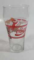 Enjoy Coca-Cola Santa Claus Holding a Bottle with Helicopter and Train Set Christmas Holiday Themed  6" Tall Glass Cup