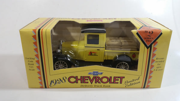 Home Hardware Limited Edition Series No.2 1928 Chevrolet Delivery Truck 1/25 Scale Yellow Die Cast Metal Locking Coin Bank in Box