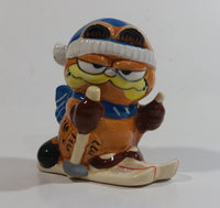 Vintage Enesco Garfield Skiing Skier Ceramic Cat Cartoon Character Decorative Ornament 2 3/4" Tall