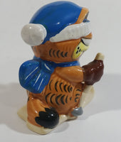 Vintage Enesco Garfield Skiing Skier Ceramic Cat Cartoon Character Decorative Ornament 2 3/4" Tall