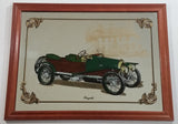 Vintage Early Model Bugatti Antique Car with House in Background 12" x 16" Wood Framed Glass Mirror Man Cave Garage Collectible