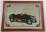 Vintage Early Model Bugatti Antique Car with House in Background 12" x 16" Wood Framed Glass Mirror Man Cave Garage Collectible