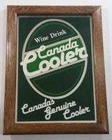 Very Rare HTF 1970s Canada Cooler Wine Drink Canada's Genuine Cooler 12" x 16" Wood Framed Glass Mirror Advertisement