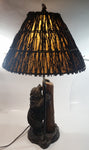 Cal Lighting Resin Bear and Bee 30" Tall Lamp Light with Branch Covered Shade