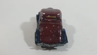 1989 Hot Wheels Park 'n Plates '34 Ford 3-Window Metalflake Blue Painted Maroon Die Cast Toy Car Hot Rod Vehicle