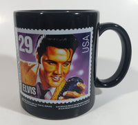 1992 U.S. Postal Service Elvis Presley 29 Cent Stamp Black Ceramic Coffee Mug