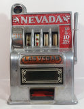 Vintage Nevada Las Vegas "Entertainment Capital of the World" 11" Tall Metal Coin Bank 4 Wheel