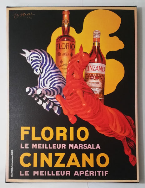 Florio Le Meilleur Marsala Cinzano Le Meilleur Apertif 24" x 32" Canvas Liquor Wall Hanging Advertisement