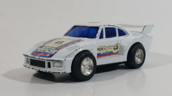 Vintage Martini Porsche #8 White Pullback Friction Race Car Die Cast Toy Vehicle - Made in Hong Kong