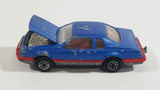 Vintage Majorette Ford Thunderbird Blue 1/63 Scale Die Cast Toy Car Vehicle with Opening Hood