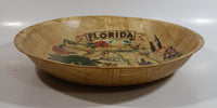 Vintage Florida State Woven Wood Wooden Bowl Souvenir Travel Collectible