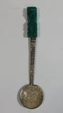Green Jade Stone 4" Long Mexico Metal Spoon Souvenir Travel Collectible