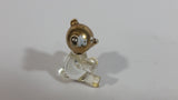 Tiny Miniature Art Glass Bear with Gold Tone Painted Head 1 3/8 inch Tall