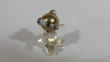 Tiny Miniature Art Glass Bear with Gold Tone Painted Head 1 3/8 inch Tall